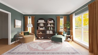 Midcentury Modern, Warm Transitional Living Room by Havenly Interior Designer Ivan