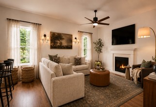Classic, Warm Transitional Living Room by Havenly Interior Designer Cami