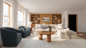 Midcentury Scandi, Organic Modern, Warm Transitional Living Room by Havenly Interior Designer Camila