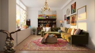 Eclectic, Transitional, Vintage, Global, Preppy, Artful Eclectic Living Room by Havenly Interior Designer Elisa