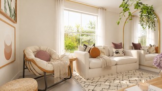 Modern, Eclectic, Bohemian, Rustic, Transitional Living Room by Havenly Interior Designer Bertha