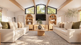 Warm Transitional Living Room by Havenly Interior Designer Sophia