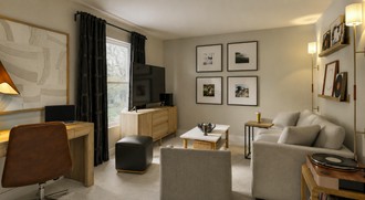 Organic Modern, Warm Transitional Reading Room by Havenly Interior Designer Megan