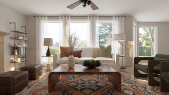 Midcentury Modern, Warm Transitional Living Room by Havenly Interior Designer Andrea