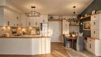 Farmhouse, Rustic, Warm Transitional Living Room by Havenly Interior Designer Erin
