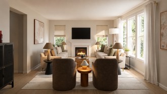 Warm Transitional Living Room by Havenly Interior Designer Diogo