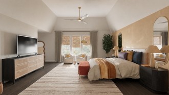 Contemporary, Transitional, Artful Eclectic Bedroom by Havenly Interior Designer Gabriela