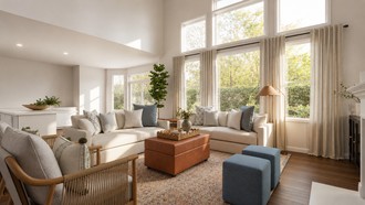 Classic, Coastal, Warm Transitional Living Room by Havenly Interior Designer Cami