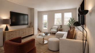 Warm Transitional Living Room by Havenly Interior Designer Diogo