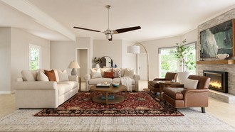 Rustic, Warm Transitional Living Room by Havenly Interior Designer Abigail