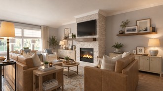 Warm Transitional Living Room by Havenly Interior Designer Jaime