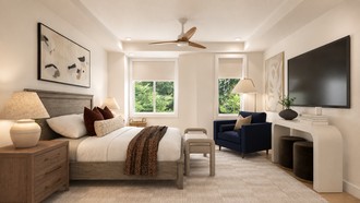 Warm Transitional Bedroom by Havenly Interior Designer Erin