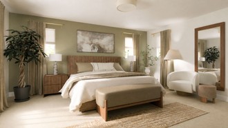 Midcentury Scandi, Warm Transitional Bedroom by Havenly Interior Designer Montserrat