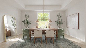 Rustic, Warm Transitional Dining Room by Havenly Interior Designer Abigail