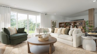 Bohemian, Midcentury Modern, Warm Transitional Living Room by Havenly Interior Designer Shadnaz