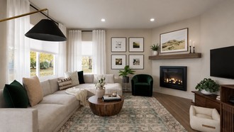 Bohemian, Scandinavian, Contemporary Luxe, Midcentury Scandi, Warm Transitional Living Room by Havenly Interior Designer Jess