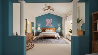 Bohemian, Contemporary Luxe, Midcentury Scandi, Artful Eclectic Bedroom by Havenly Interior Designer Jess