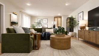Warm Transitional Living Room by Havenly Interior Designer Montserrat