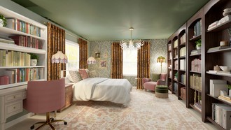 Eclectic, Bohemian, Glam, Library, Vintage Bedroom by Havenly Interior Designer Katerina