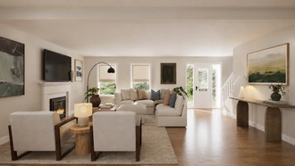 Midcentury Modern, Organic Modern, Warm Transitional Living Room by Havenly Interior Designer Diogo