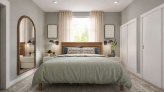Midcentury Scandi, California Cool, Warm Transitional Bedroom by Havenly Interior Designer Montserrat
