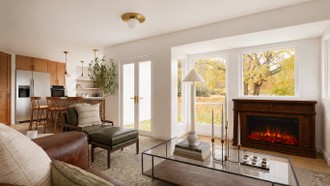 Transitional, Midcentury Modern, Midcentury Scandi, California Cool, Warm Transitional Living Room by Havenly Interior Designer Anny