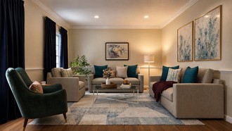Warm Transitional, Traditional Charm Living Room by Rhonda Stanbury Interior Designer Jess