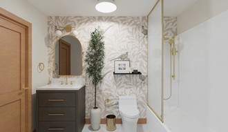 Modern, Warm Transitional Bathroom by Havenly Interior Designer Ceci