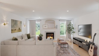 Warm Transitional Living Room by Rhonda Stanbury Interior Designer Rocío