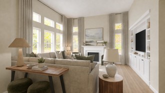 Organic Modern, Warm Transitional Living Room by Havenly Interior Designer Jaime