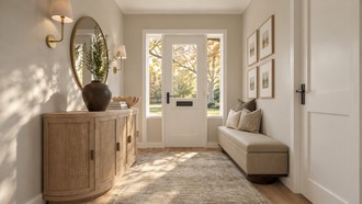 Contemporary, Modern, Transitional, Warm Transitional Entryway by Havenly Interior Designer Sofia