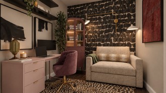 Parisian Modern, Contemporary Luxe, Artful Eclectic Office by Havenly Interior Designer Akira