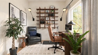 Organic Modern, Warm Transitional Office by Havenly Interior Designer Montserrat