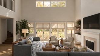 Contemporary, Coastal, Warm Transitional Living Room by Havenly Interior Designer Akira