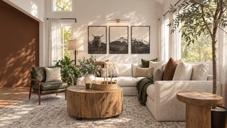 Warm Transitional Living Room by Havenly Interior Designer Sophia