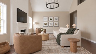 Midcentury Scandi, Organic Modern, Warm Transitional Living Room by Havenly Interior Designer Sarah