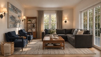 Warm Transitional Living Room by Havenly Interior Designer Veronica