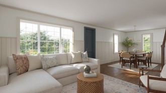 Farmhouse, Warm Transitional, Classic Coastal Living Room by Havenly Interior Designer Rocío