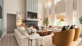 Warm Transitional Living Room by Havenly Interior Designer Erin
