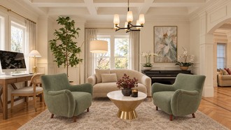 Warm Transitional Reading Room by Havenly Interior Designer Malena