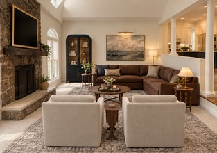 Warm Transitional Living Room by Havenly Interior Designer Alejandra