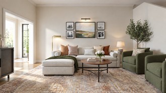Warm Transitional Living Room by Havenly Interior Designer Jess