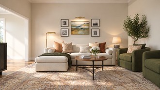 Warm Transitional Living Room by Havenly Interior Designer Jess