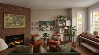 Artful Eclectic Living Room by Havenly Interior Designer Ariel