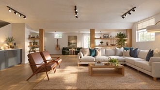 Organic Modern, California Cool, Warm Transitional Living Room by Havenly Interior Designer Diogo