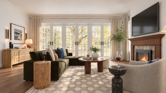 Inspired Modern, California Cool, Warm Transitional Living Room by Havenly Interior Designer Andrea