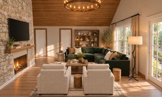 Warm Transitional Living Room by Havenly Interior Designer Alejandra
