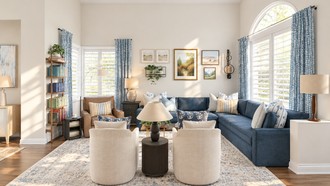 Warm Transitional Living Room by Havenly Interior Designer Ariel