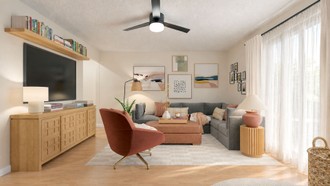 Warm Transitional Living Room by Havenly Interior Designer Montserrat