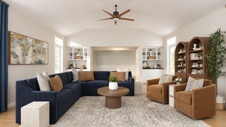 Warm Transitional Living Room by Havenly Interior Designer Maria